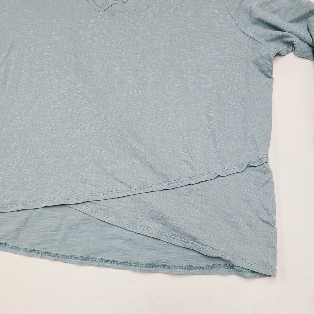 Garnet Hill V-neck top Dusty Blue-Green Faux Wrap Lightweight Casual XL - Picture 7 of 12